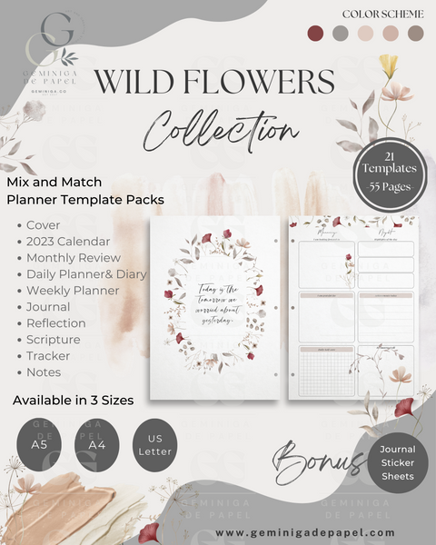 Printable Planner Bundle-Wildflowers Collection