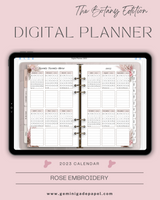 Digital Planner-The Botany Edition-Rose Embroidery