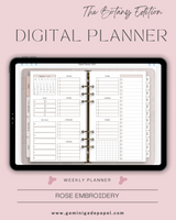 Digital Planner-The Botany Edition-Rose Embroidery