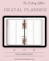 Digital Planner-The Botany Edition-Rose Embroidery